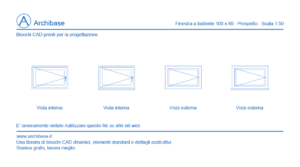 Finestra a battente 100 x 60 – Prospetto – Scala 1:50