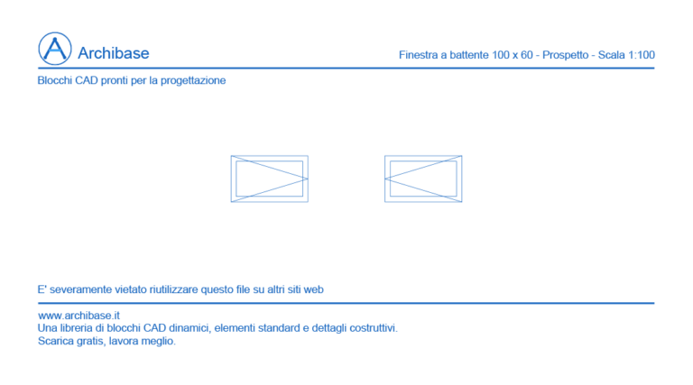 Finestra a battente 100 x 60 – Prospetto – Scala 1:100