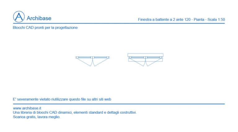 Finestra a battente 2 ante 120 – Pianta – 1:50