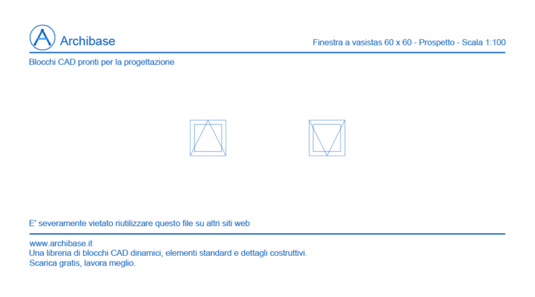 Finestra a vasistas 60 x 60 – Prospetto – Scala 1:100