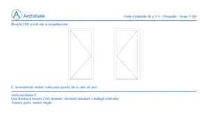 Porta a battente 90 x 210 – Prospetto – Scala 1:100
