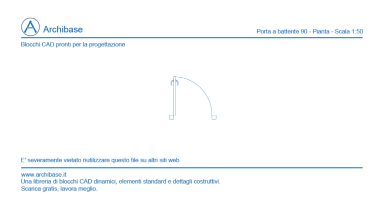 Porta a battente 90 – Pianta – Scala 1:50