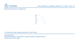 Porta a battente con maniglione antipanico 100 – Pianta – Scala 1:50