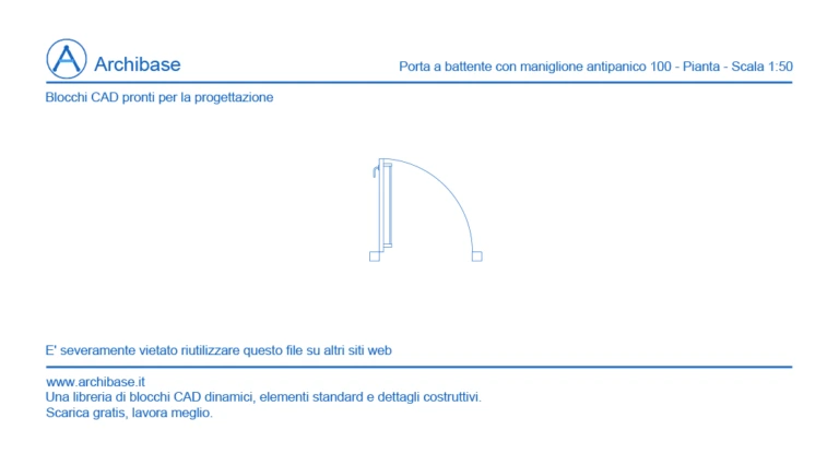 Porta a battente con maniglione antipanico 100 – Pianta – Scala 1:50