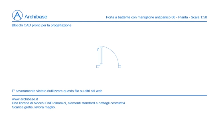 Porta a battente con maniglione antipanico 80 – Pianta – Scala 1:50