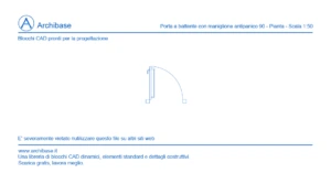 Porta a battente con maniglione antipanico 90 – Pianta – Scala 1:50
