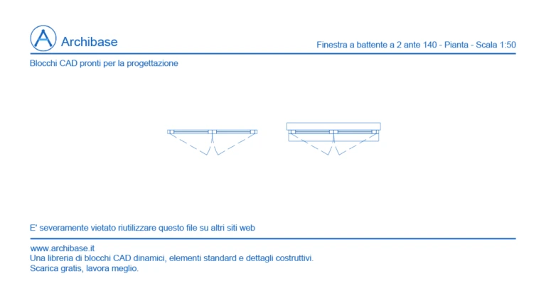 Finestra a battente 2 ante 140 – Pianta – 1:50