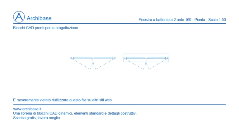 Finestra a battente 2 ante 160 – Pianta – 1:50