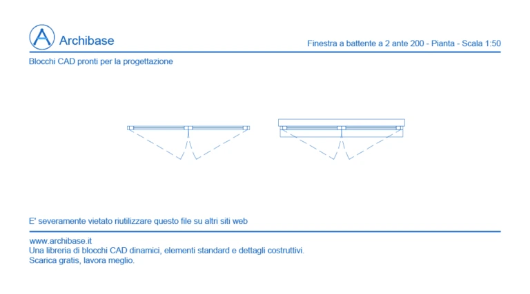 Finestra a battente 2 ante 200 – Pianta – 1:50
