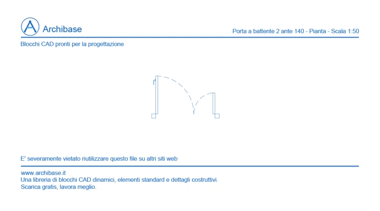Porta a battente 2 ante 140 – Pianta – Scala 1:50