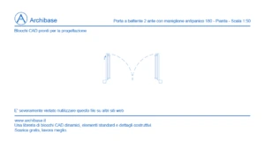 Porta a battente 2 ante con maniglione antipanico 180 – Pianta – Scala 1:50